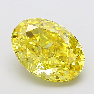 7.04 carat fancy vivid yellow oval lab grown diamond VS2 clarity
