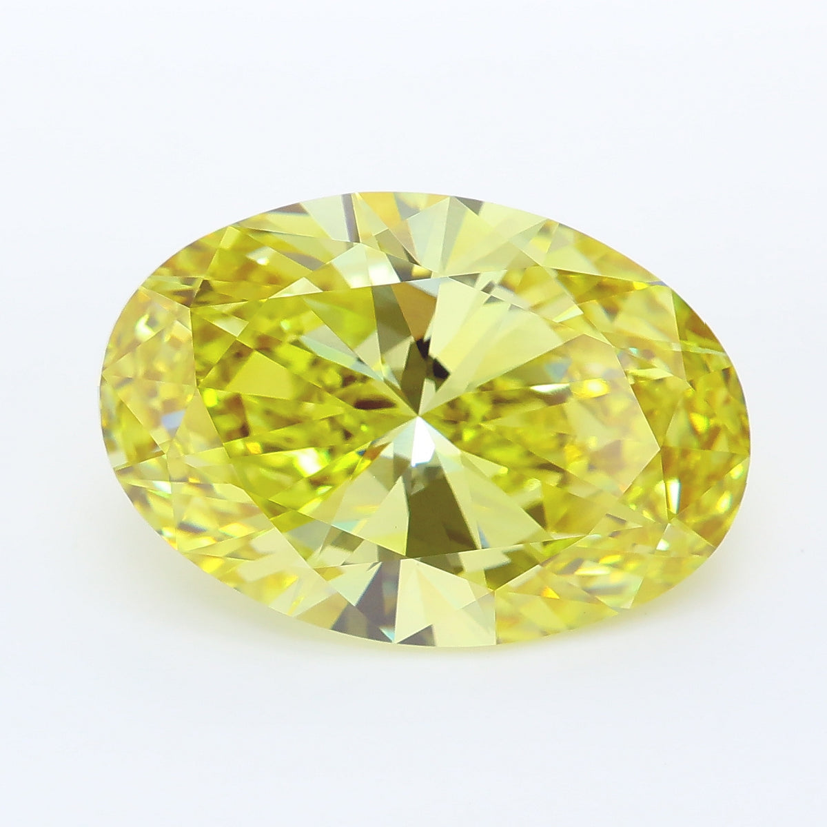 8.55 carat fancy vivid yellow oval lab grown diamond VS1 clarity