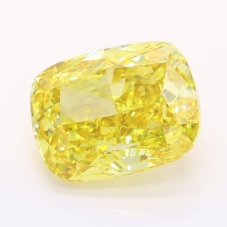 3.06 carat fancy vivid yellow cushion lab grown diamond SI1 clarity