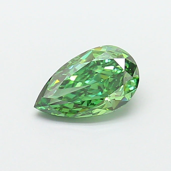 1.58 carat fancy vivid green pear lab grown diamond VVS2 clarity