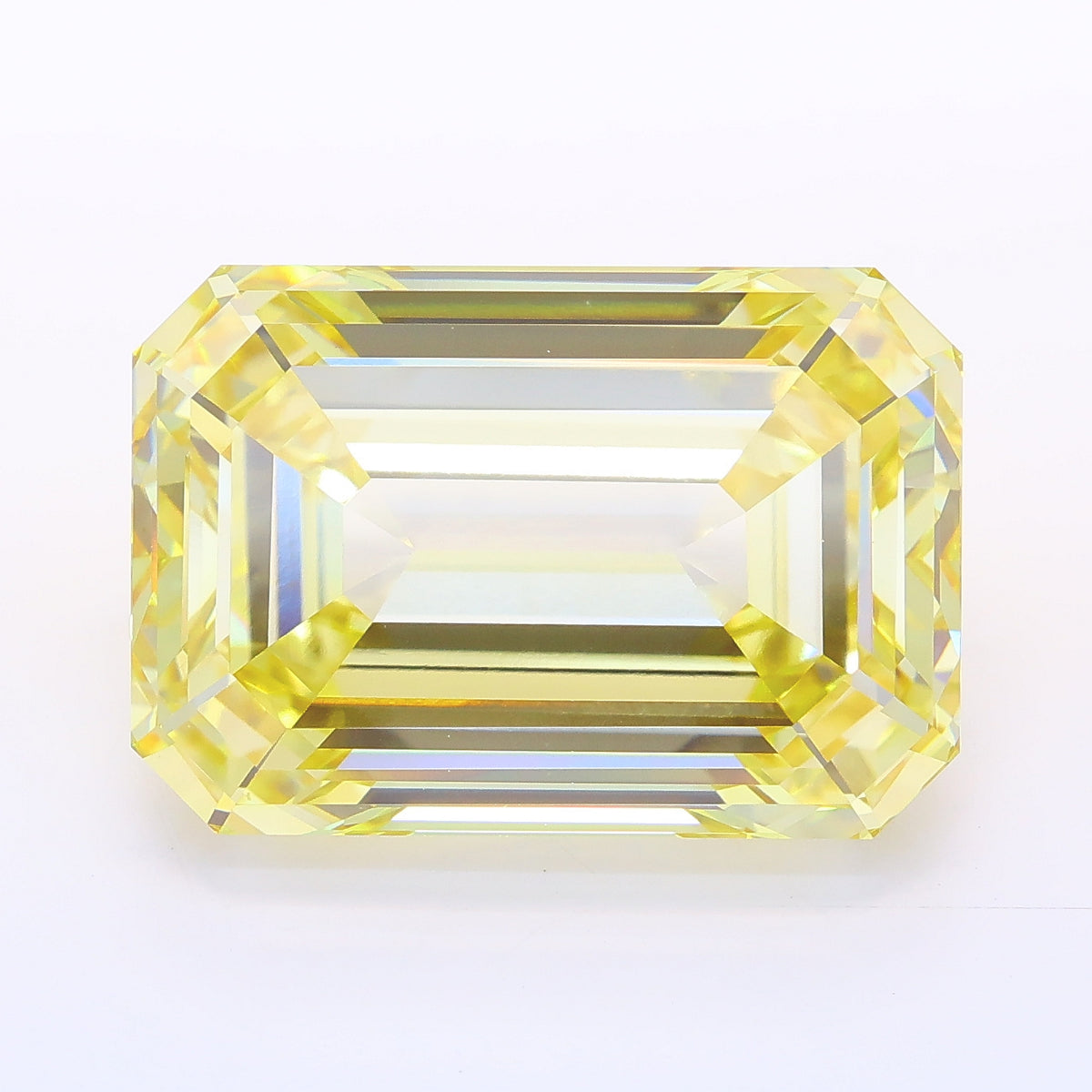 14.57 carat fancy light yellow emerald lab grown diamond VS1 clarity