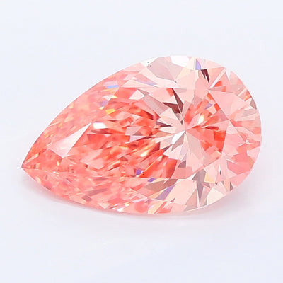 1.58 carat fancy vivid pink pear lab grown diamond VS2 clarity