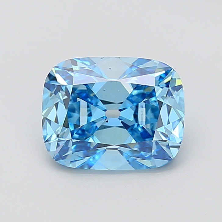 3.03 carat fancy vivid blue old mine cushion lab grown diamond VS2 clarity