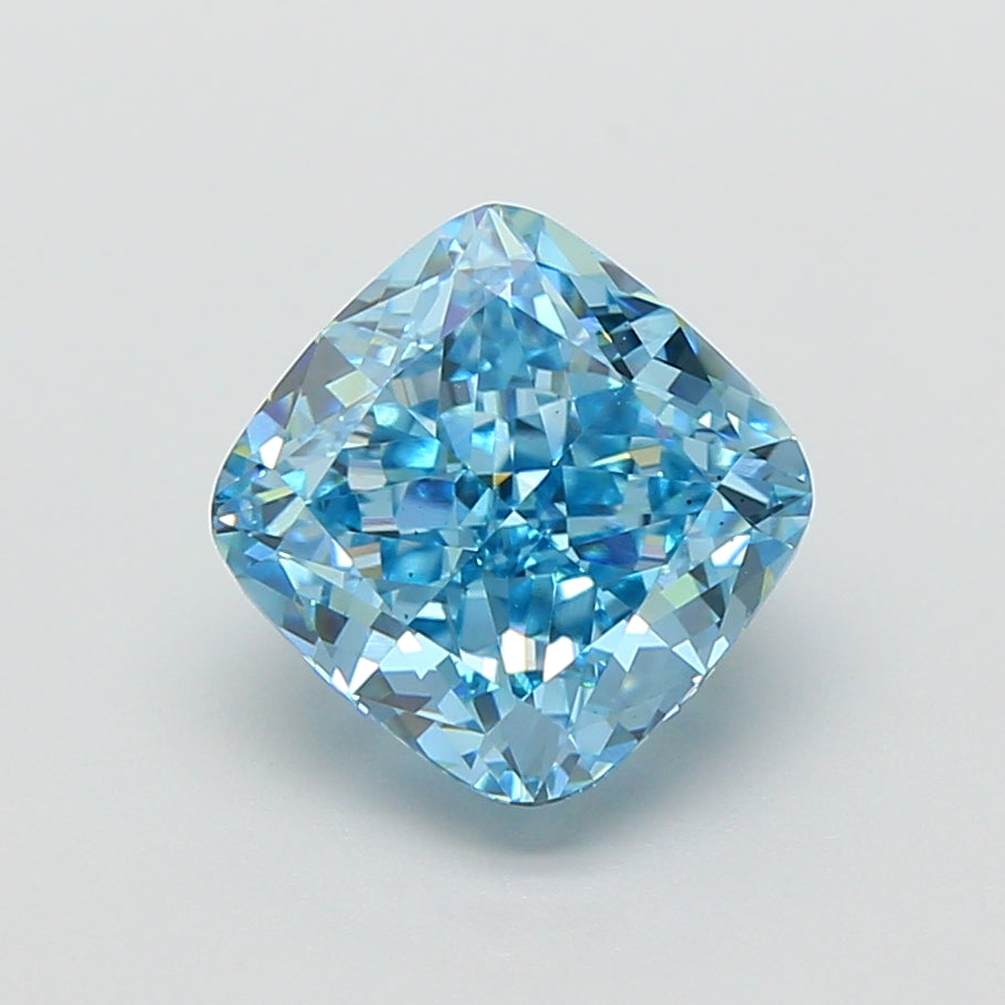 3.02 carat fancy vivid blue cushion lab grown diamond VS1 clarity