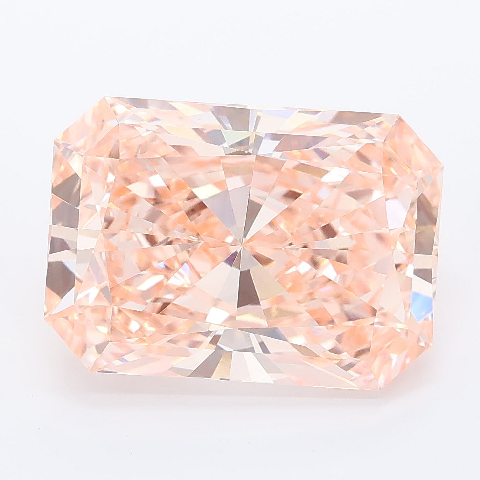 5.77 carat fancy vivid pink radiant lab grown diamond VS1 clarity