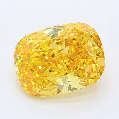 2.03 carat fancy vivid yellow cushion lab grown diamond VS1 clarity