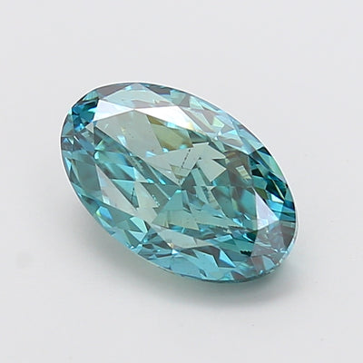 3.02 carat fancy vivid greenish blue oval lab grown diamond VS2 clarity