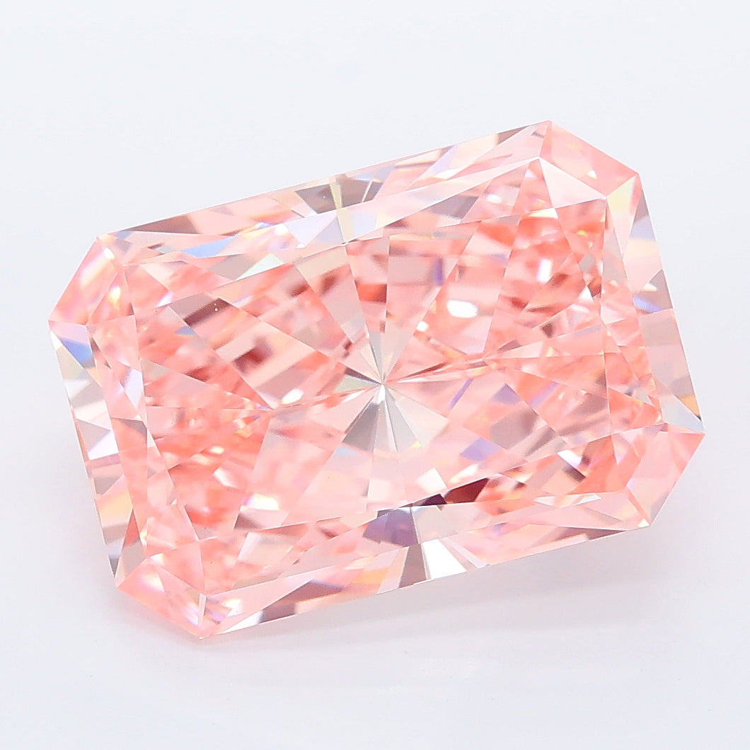 7.12 carat fancy vivid pink radiant lab grown diamond VVS2 clarity