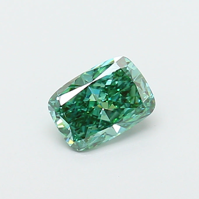 0.99 carat fancy vivid green cushion lab grown diamond VVS2 clarity