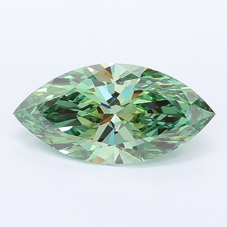 1.08 carat fancy vivid green marquise lab grown diamond VVS2 clarity