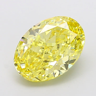 5.01 carat fancy intense yellow oval lab grown diamond VS1 clarity