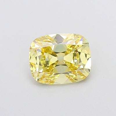 1.08 carat fancy intense yellow old mine cushion lab grown diamond VVS2 clarity