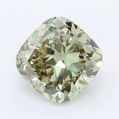 2.51 carat fancy vivid green cushion lab grown diamond VS1 clarity