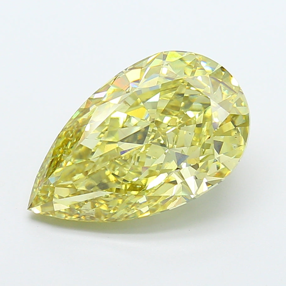 7.09 carat fancy intense yellow pear lab grown diamond VS2 clarity