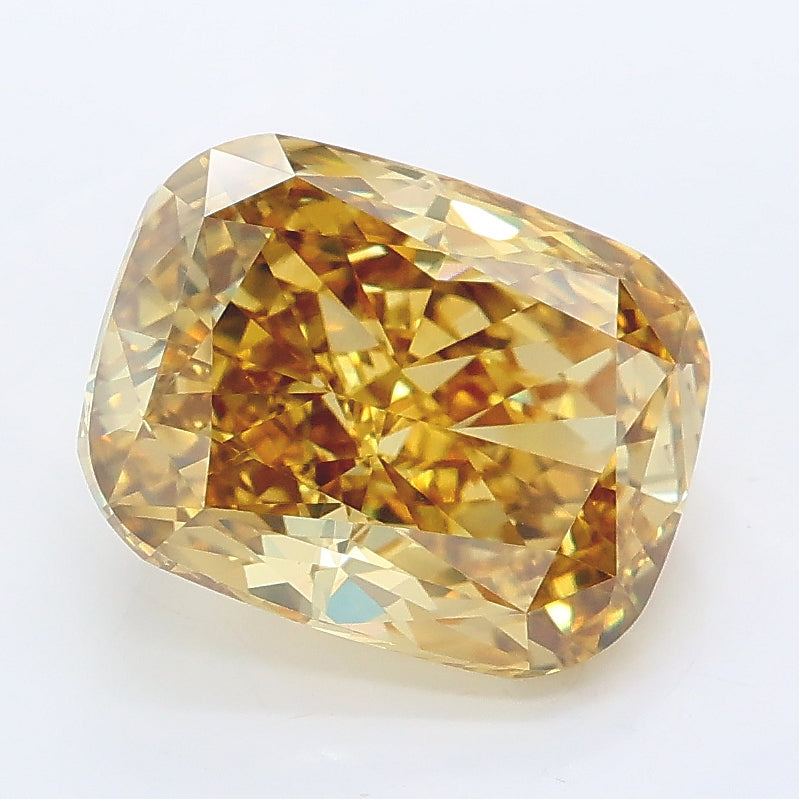 3.55 carat fancy intense grayish yellow cushion lab grown diamond VS1 clarity