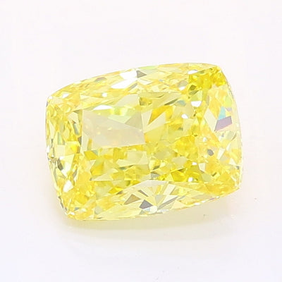 1.06 carat fancy vivid yellow cushion lab grown diamond VS1 clarity