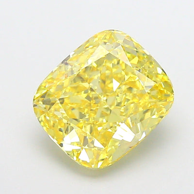 4.02 carat fancy vivid yellow cushion lab grown diamond VVS2 clarity
