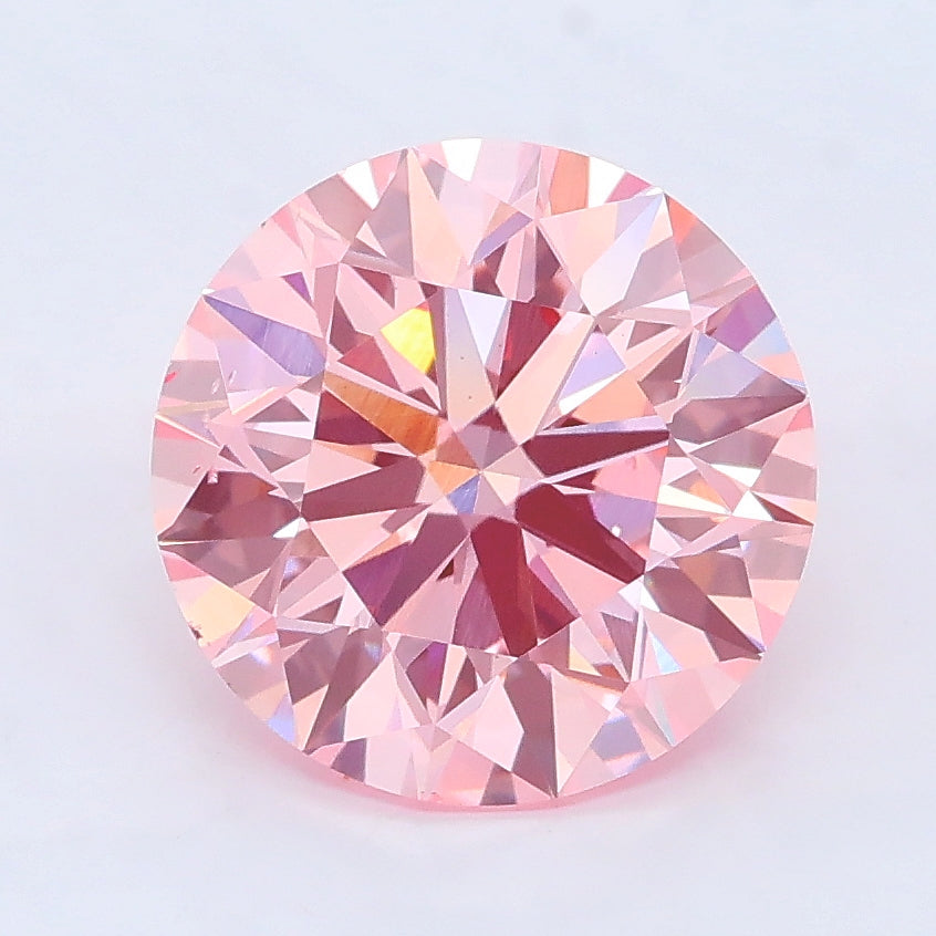 2.98 carat fancy vivid pink round lab grown diamond VS2 clarity
