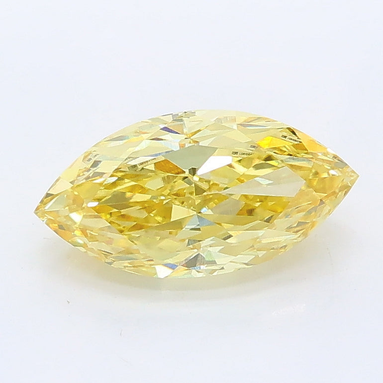 1.52 carat fancy intense yellow marquise lab grown diamond VS1 clarity