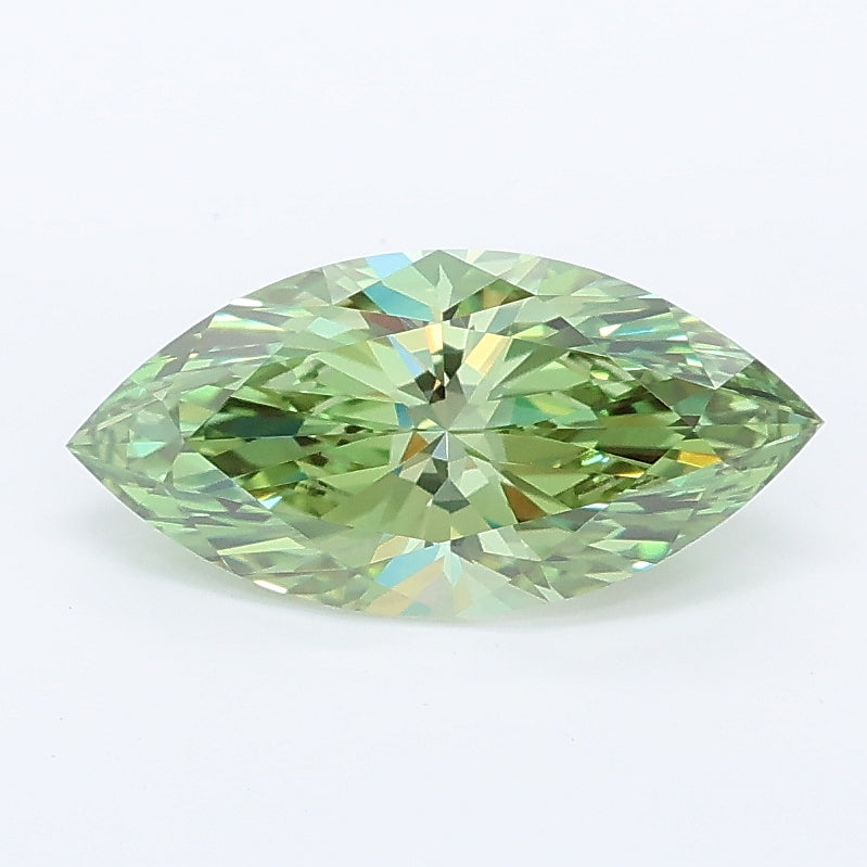 1.26 carat fancy vivid green marquise lab grown diamond VVS2 clarity