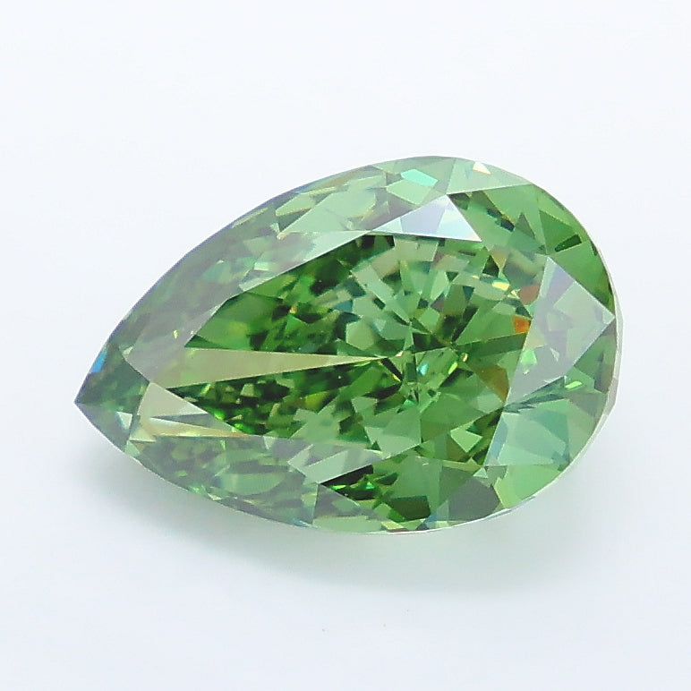 3.25 carat fancy vivid green pear lab grown diamond VVS2 clarity
