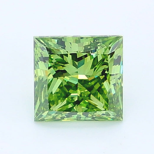 1.00 carat fancy vivid green princess lab grown diamond VS2 clarity