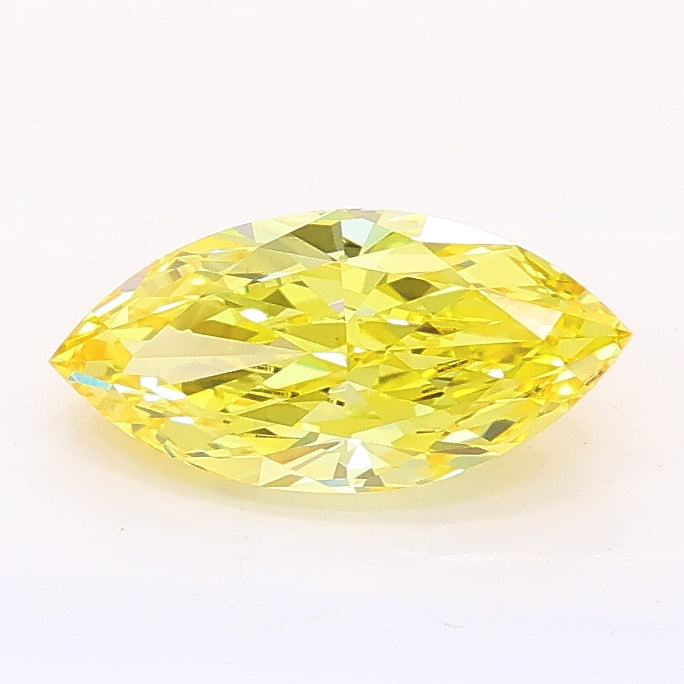 0.93 carat fancy vivid yellow marquise lab grown diamond VS1 clarity