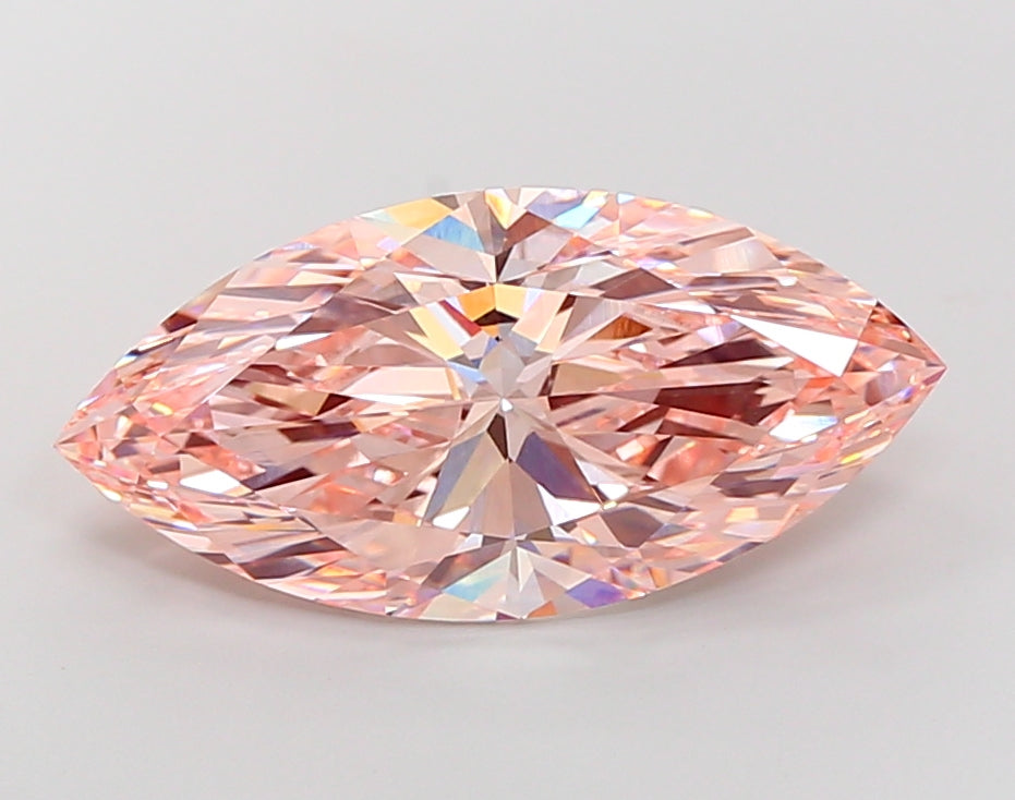 10.02 carat fancy intense pink marquise lab grown diamond VVS2 clarity