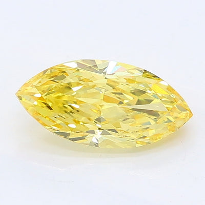 1.02 carat fancy vivid yellow marquise lab grown diamond VS1 clarity