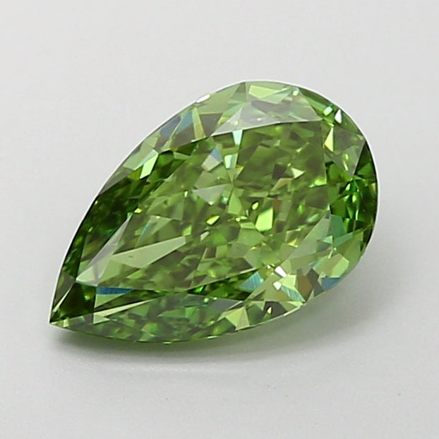 1.59 carat fancy vivid green pear lab grown diamond VVS2 clarity