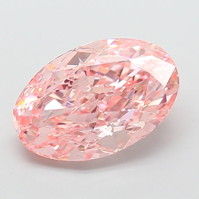 5.05 carat fancy vivid pink oval lab grown diamond VS2 clarity