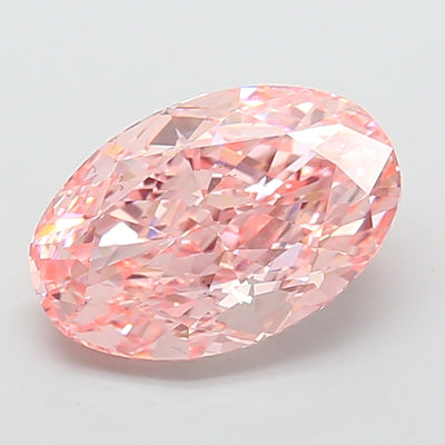 5.05 carat fancy vivid pink oval lab grown diamond VS2 clarity