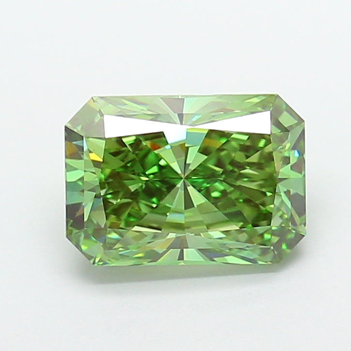 4.07 carat fancy vivid green radiant lab grown diamond VS1 clarity