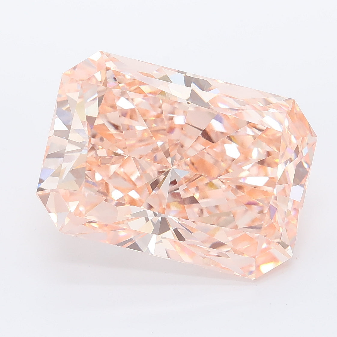 8.58 carat fancy vivid pink radiant lab grown diamond VVS2 clarity