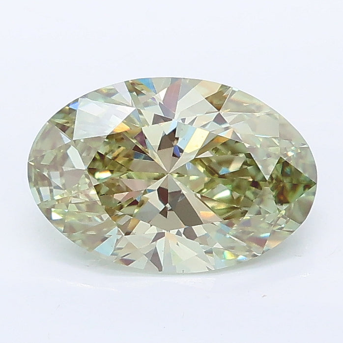 1.54 carat fancy vivid green oval lab grown diamond VS1 clarity