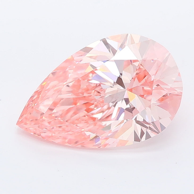 2.61 carat fancy vivid pink pear lab grown diamond VS1 clarity