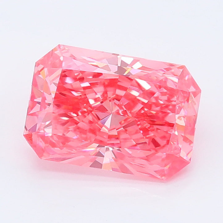 1.76 carat fancy vivid pink radiant lab grown diamond VVS2 clarity