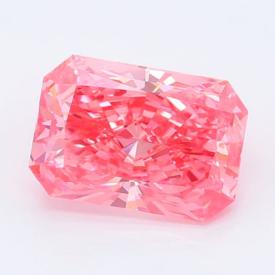 1.76 carat fancy vivid pink radiant lab grown diamond VVS2 clarity