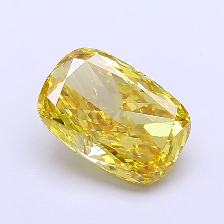 1.50 carat fancy vivid yellow cushion lab grown diamond VVS2 clarity
