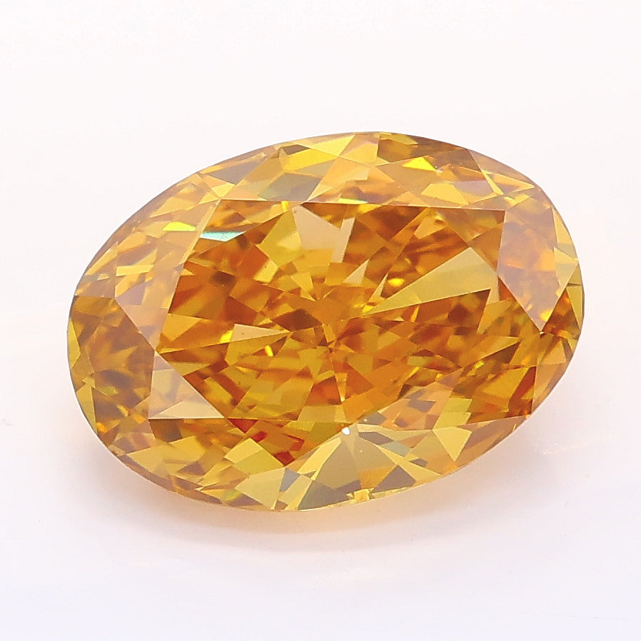 4.09 carat fancy yellowish brown oval lab grown diamond VS1 clarity