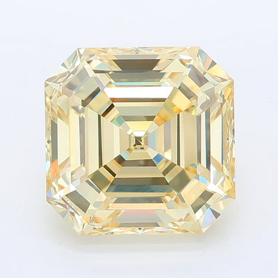3.74 carat fancy light yellow asscher lab grown diamond VVS2 clarity