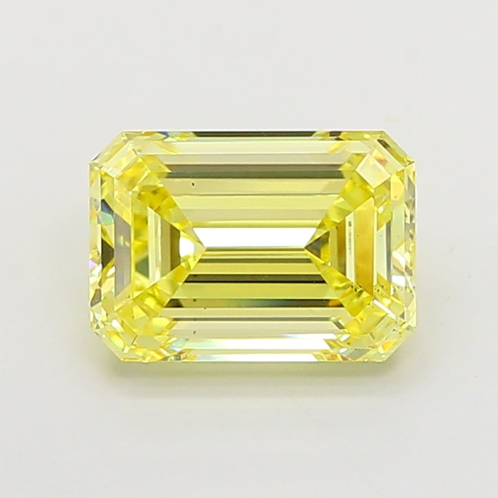 3.01 carat fancy intense yellow emerald lab grown diamond VS2 clarity
