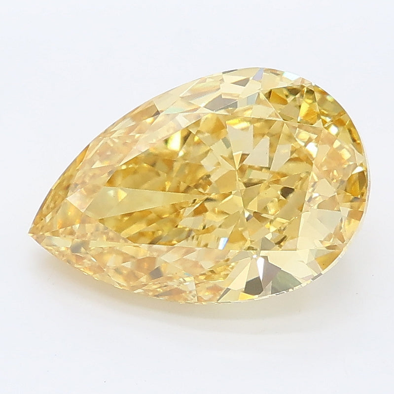 3.14 carat fancy yellow pear lab grown diamond VS1 clarity