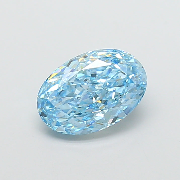 4.03 carat fancy vivid blue oval lab grown diamond VS1 clarity