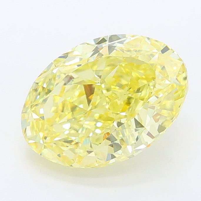 2.67 carat fancy vivid yellow oval lab grown diamond VVS2 clarity