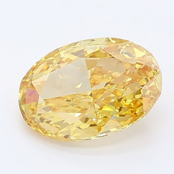 1.01 carat fancy yellow oval lab grown diamond VS1 clarity