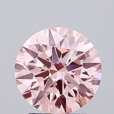 2.28 carat fancy vivid pink round lab grown diamond VS1 clarity