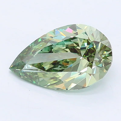 1.03 carat fancy vivid green pear lab grown diamond VVS2 clarity