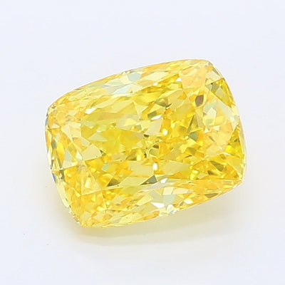 1.02 carat fancy vivid yellow cushion lab grown diamond VS2 clarity