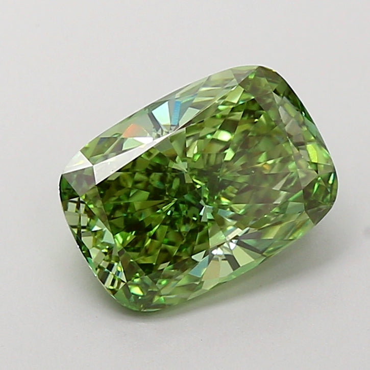 2.02 carat fancy vivid green cushion lab grown diamond VS1 clarity